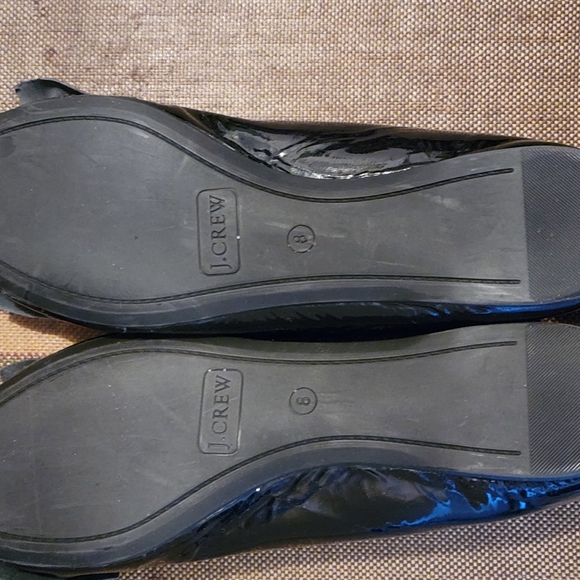 J.Crew black patent leather flats with bow - Picture 7 of 8